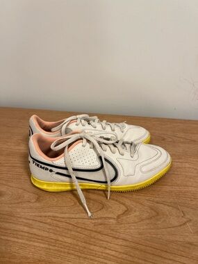 Nike Indoor Soccer Shoes - White, Yellow & Peach